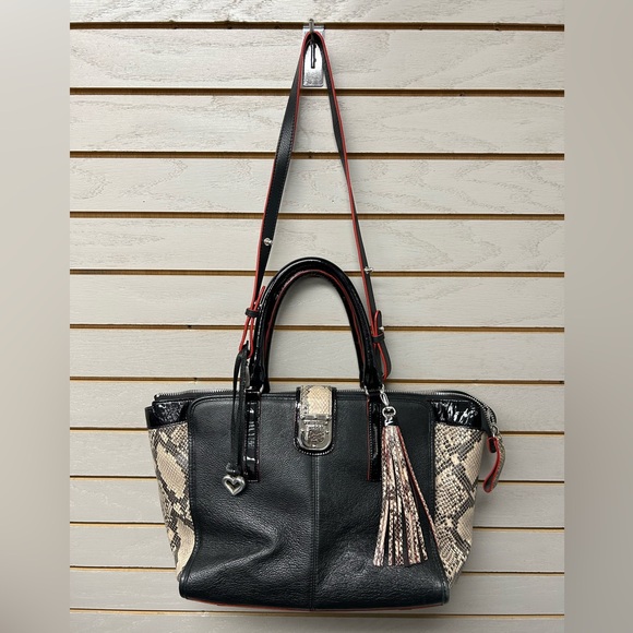 Black and Snake Print Leather Tote Bag & Matching Wallet - Picture 8 of 14